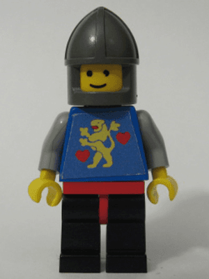 LEGO Castle Guard Lion with Hearts Dark Gray Chin-Guard (Stickered Torso) (twn042) Castle Minifigure