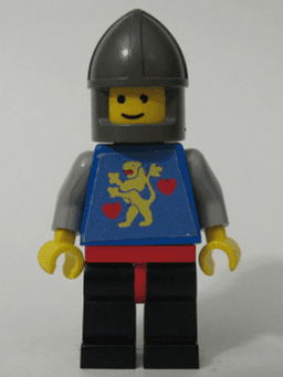 LEGO Castle Guard Lion with Hearts Dark Gray Chin-Guard (Stickered Torso) (twn042) minifigure