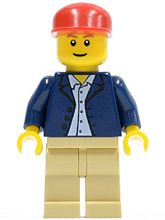 LEGO Dark Blue Jacket Light Blue Shirt Red Long Bill Cap (twn047) minifigure