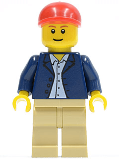LEGO Dark Blue Jacket Light Blue Shirt Red Short Bill Cap (twn047a) minifigure