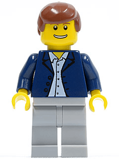 LEGO Dark Blue Jacket Light Blue Shirt Reddish Brown Male Hair (twn053) minifigure
