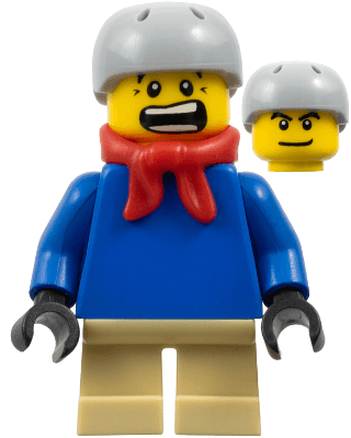 LEGO Plain Blue Torso with Blue Arms Tan Short Legs Bandana (twn058) Town / City Minifigure