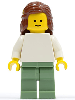 LEGO Plain White Torso with White Arms Reddish Brown Female Hair Mid-Length (twn073) minifigure