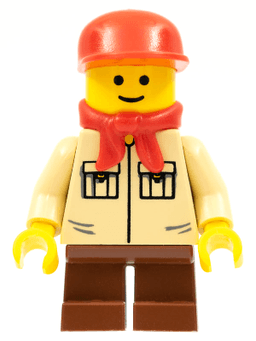 LEGO Shirt with 2 Pockets No Collar Reddish Brown Short Legs Red Cap Red Bandana (twn074) minifigure