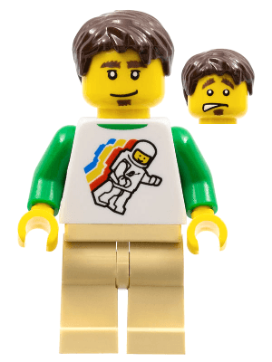LEGO Classic Space Minifigure Floating Pattern Dark Brown Short Tousled Hair (twn079) Town / City Minifigure