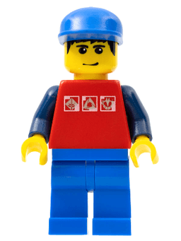 LEGO Red Shirt with 3 Silver Logos Blue Cap (twn084) minifigure