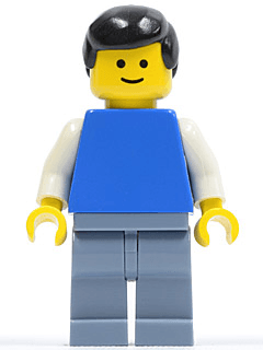 LEGO Plain Blue Torso with White Arms Black Male Hair (twn095) minifigure