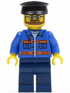 LEGO Blue Jacket with Pockets and Orange Stripes Black Hat (twn124) minifigure