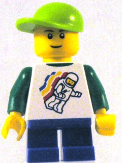 LEGO Classic Space Minifigure Floating Pattern Blue Short Legs Lime Short Bill Cap (Undetermi (twn131) Town / City Minifigure