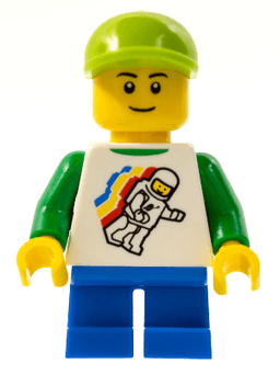 LEGO Classic Space Minifigure Floating Pattern Blue Short Legs Lime Short Bill Cap Black Eyebrows (twn131a) minifigure