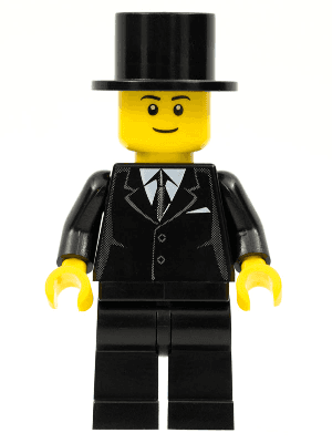 LEGO Suit Black Top Hat Black Eyebrows (twn133a) Town / City Minifigure