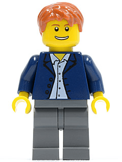 LEGO Dark Blue Jacket Light Blue Shirt Dark Orange Male Hair (twn136) minifigure