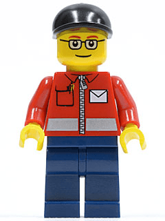 LEGO Post Office White Envelope and Stripe Black Short Bill Cap (twn145) minifigure