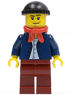LEGO Dark Blue Jacket Light Blue Shirt Red Bandana Black Knit Cap (twn148) Town / City Minifigure