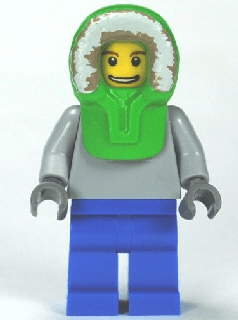 LEGO Plain Light Bluish Gray Torso Bright Green Hood (twn149) minifigure