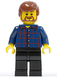 LEGO Plaid Button Shirt Reddish Brown Male Hair Reddish Brown Beard and Eyebrows (twn150) minifigure