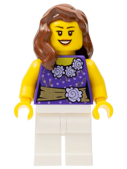 LEGO Female Dark Purple Blouse with Gold Sash and Flowers (twn154) minifigure