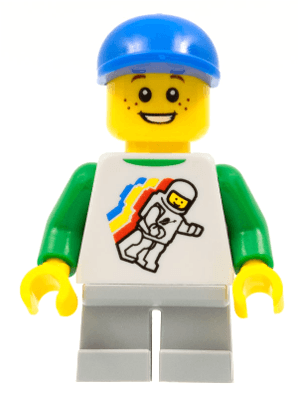 LEGO Classic Space Minifigure Floating Pattern Light Bluish Gray Short Legs Blue Short Bill C (twn166) Town / City Minifigure
