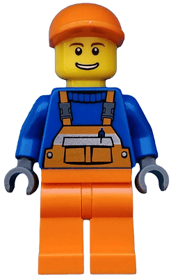 LEGO Overalls with Safety Stripe Orange Orange Short Bill Cap (twn174) minifigure