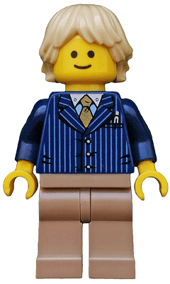 LEGO Businessman Pinstripe Jacket and Gold Tie Tan Tousled and Layered Hair (twn191) minifigure
