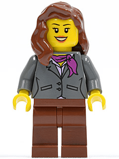 LEGO Dark Bluish Gray Jacket with Magenta Scarf Reddish Brown Legs Reddish Brown Female Hair (twn196) Town / City Minifigure