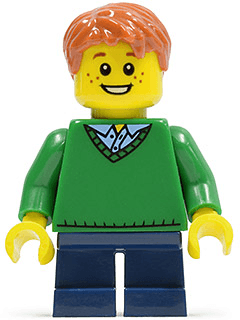 LEGO Boy Green V-Neck Sweater Dark Blue Short Legs (twn197) minifigure