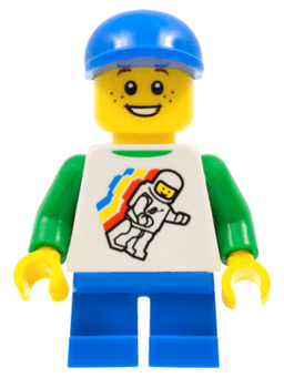 LEGO Classic Space Minifigure Floating Pattern Blue Short Legs Blue Short Bill Cap (twn224) minifigure