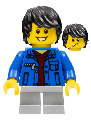 LEGO Boy Denim Jacket Light Bluish Gray Short Legs (twn244) Town / City Minifigure