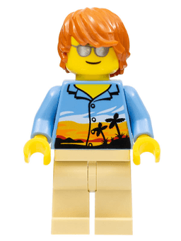 LEGO Dad Bright Light Orange Sunset and Palm Trees Shirt (twn245a) minifigure