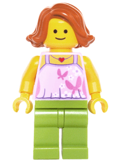 LEGO Mom Bright Pink Top with Butterflies and Flowers Lime Legs (twn249) Town / City Minifigure