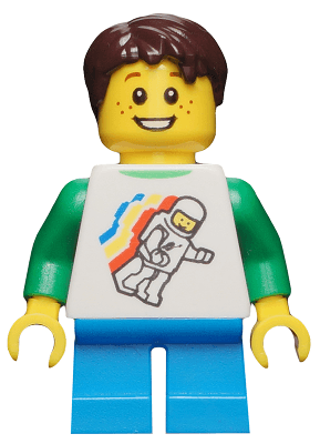 LEGO Classic Space Minifigure Floating Pattern Dark Azure Short Legs Dark Brown Short Tousled (twn264) Town / City Minifigure