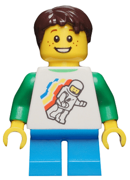 LEGO Classic Space Minifigure Floating Pattern Dark Azure Short Legs Dark Brown Short Tousled Hair (twn264) minifigure