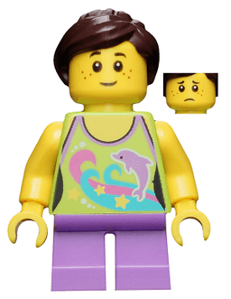 LEGO Girl Dolphin Top Dark Brown Ponytail and Swept Sideways Fringe (twn265) minifigure