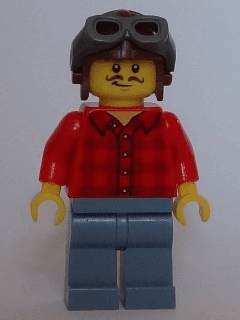 LEGO Red Plaid Flannel Shirt Aviator Cap (twn286) minifigure