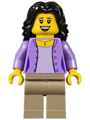LEGO Mom Medium Lavender Jacket over Lavender Shirt Black Hair (twn290) Town / City Minifigure