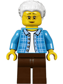 LEGO Grandma Dark Azure Plaid Jacket with Collar (twn294) minifigure