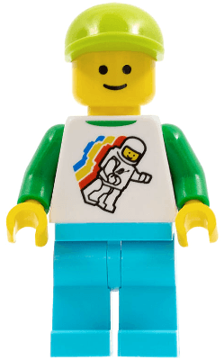 LEGO Classic Space Minifigure Floating Pattern Medium Azure Legs Lime Short Bill Cap Standard (twn304) Town / City Minifigure
