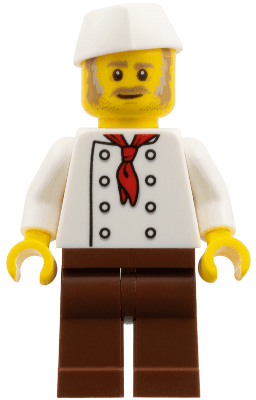 LEGO Chef Moustache Dark Tan and Gray Sideburns Stubble No Wrinkles Front or Back (twn310a) minifigure