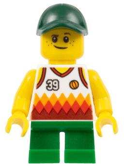 LEGO Boy Jersey with #39 Green Short Legs Dark Green Cap (twn329) minifigure