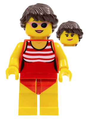 LEGO Beach Tourist Female with Red Bathing Suit (twn336) Town / City Minifigure