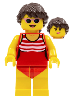 LEGO Beach Tourist Female with Red Bathing Suit (twn336) minifigure