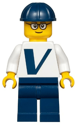 LEGO Male with Vestas Logo on Torso Dark Blue Construction Helmet Glasses (twn365) minifigure