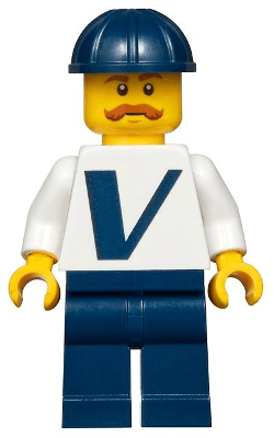 LEGO Male with Vestas Logo on Torso Dark Blue Construction Helmet Moustache (twn366) minifigure