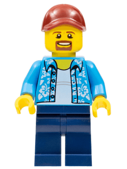 LEGO Man with Hawaiian Shirt Dark Red Cap (twn369) minifigure
