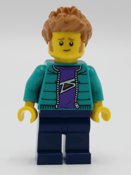 LEGO Male with Purple Shirt Dark Turquoise Jacket (twn390) minifigure
