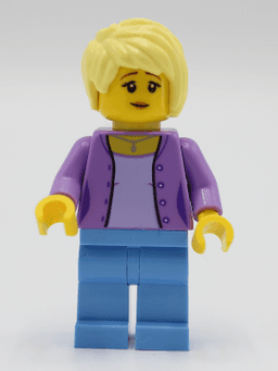 LEGO Female with Medium Lavender Jacket Bright Light Yellow Hair (twn394) minifigure