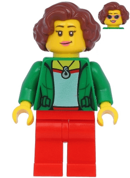 LEGO Female with Green Jacket Reddish Brown Hair (twn399) minifigure