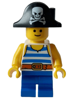 Child - Pirate Costume, White Tank Top with Blue Stripes, Blue Medium Legs, Bicorn Hat