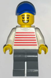 Taquero - Male, White Sweater with Red Horizontal Stripes, Dark Bluish Gray Legs, Blue Cap