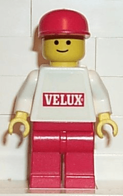 LEGO Velux Sticker on White Torso Red Cap (vel001) Town / City Minifigure